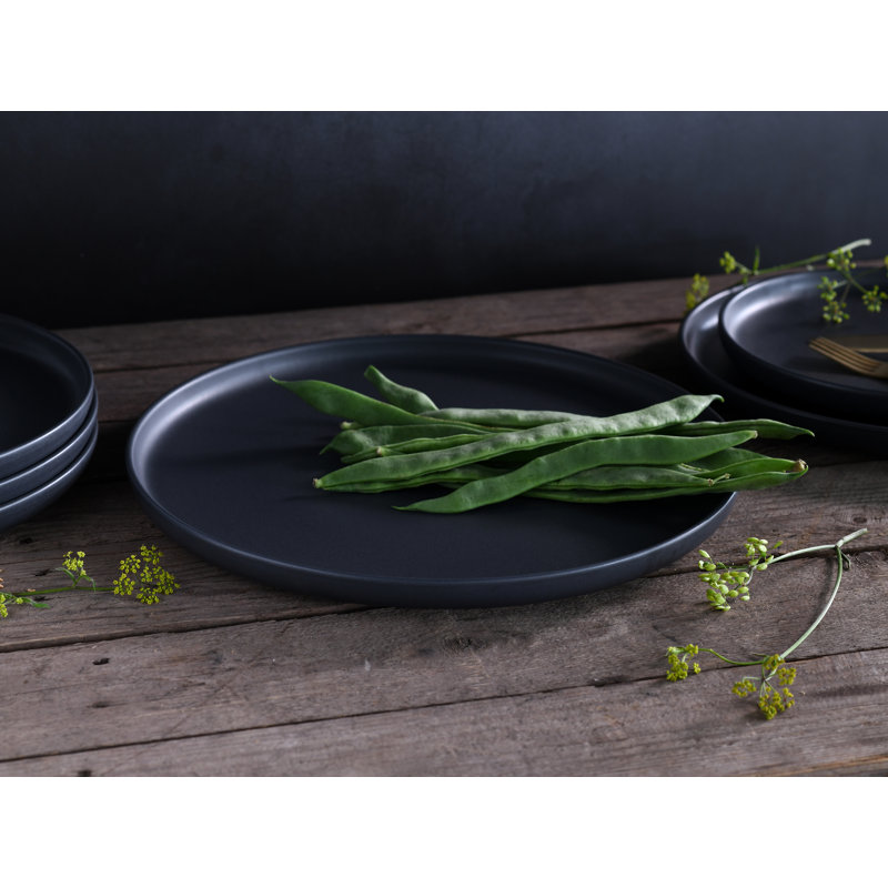 8 Pcs. Uno Stoneware Crockery Set For 2 People, Black