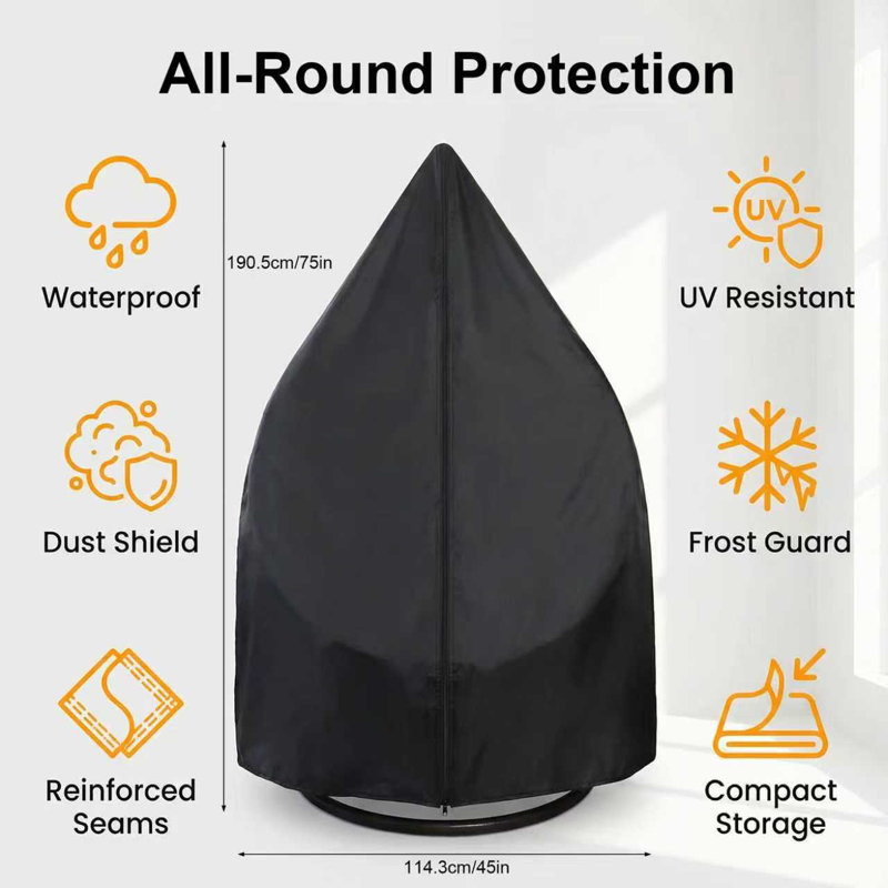 Housse d'extérieur pour œuf avec fermeture à glissière, housse imperméable pour chaise suspendue