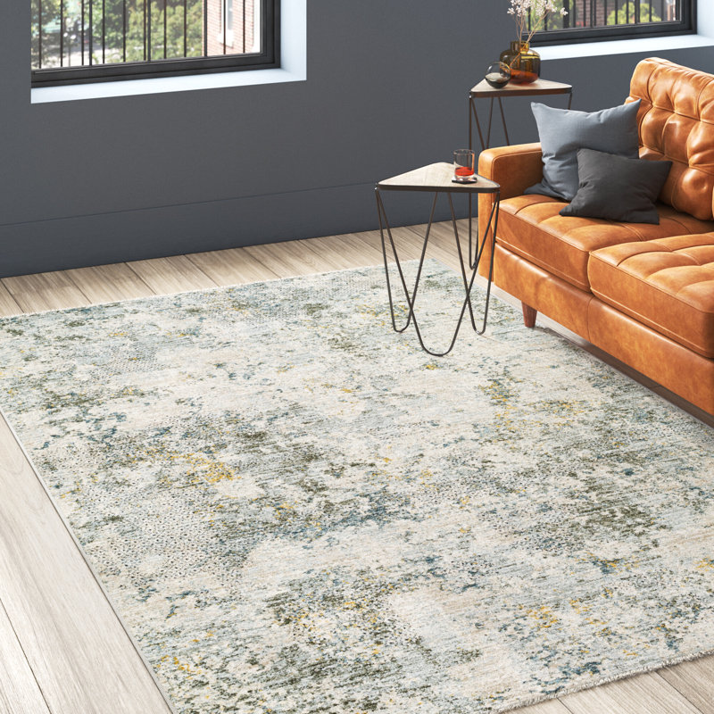Chloe Abstract Dusty Sage Area Rug, Rectangle 6'7" x 9'6"