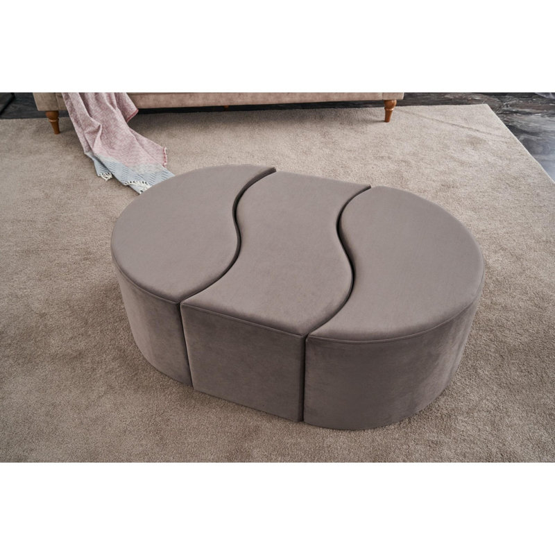 Elegant Pouffe Ottoman, Mink Velvet, 47.2 x 15.7 x 31.5 Inches | 100% Polyester Upholstery, Sturdy Wooden Body | Modern Design for Hotels, Living Rooms & Entertainment Spaces, Stylish & Functional Addition