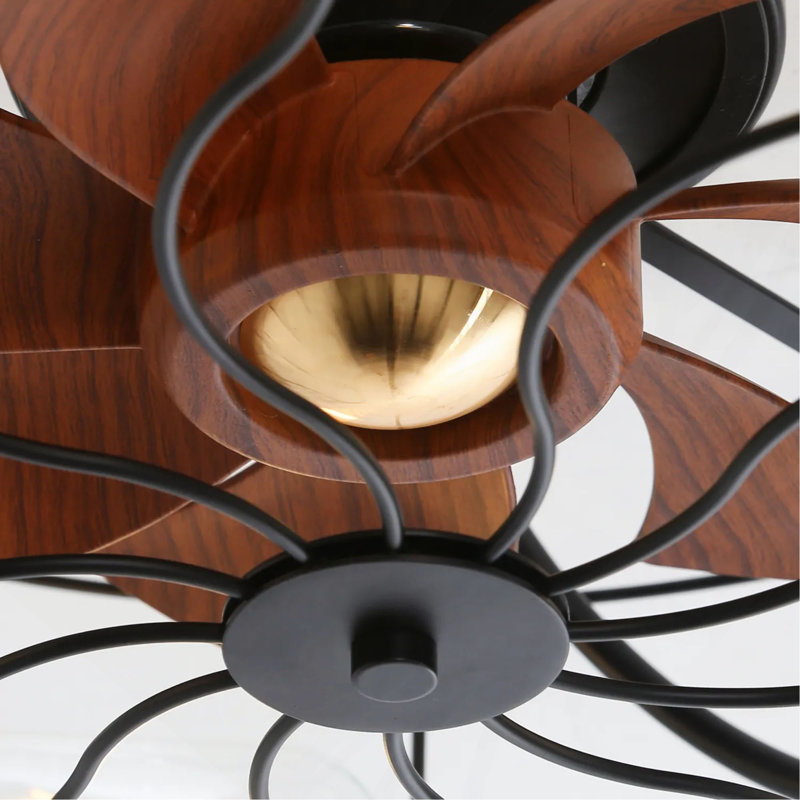 Ventilateur de plafond de style industriel de 20 pouces avec moteur à courant continu réversible à télécommande 6 vitesses Wind E26 noir mat pour chambre à coucher