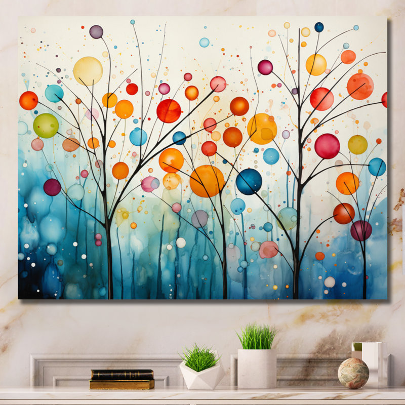 Teal Mid Century Retro Reflections - Abstract Midcentury, art mural encadré, Toile tendue, H 24 po x l 32 po, No Frame