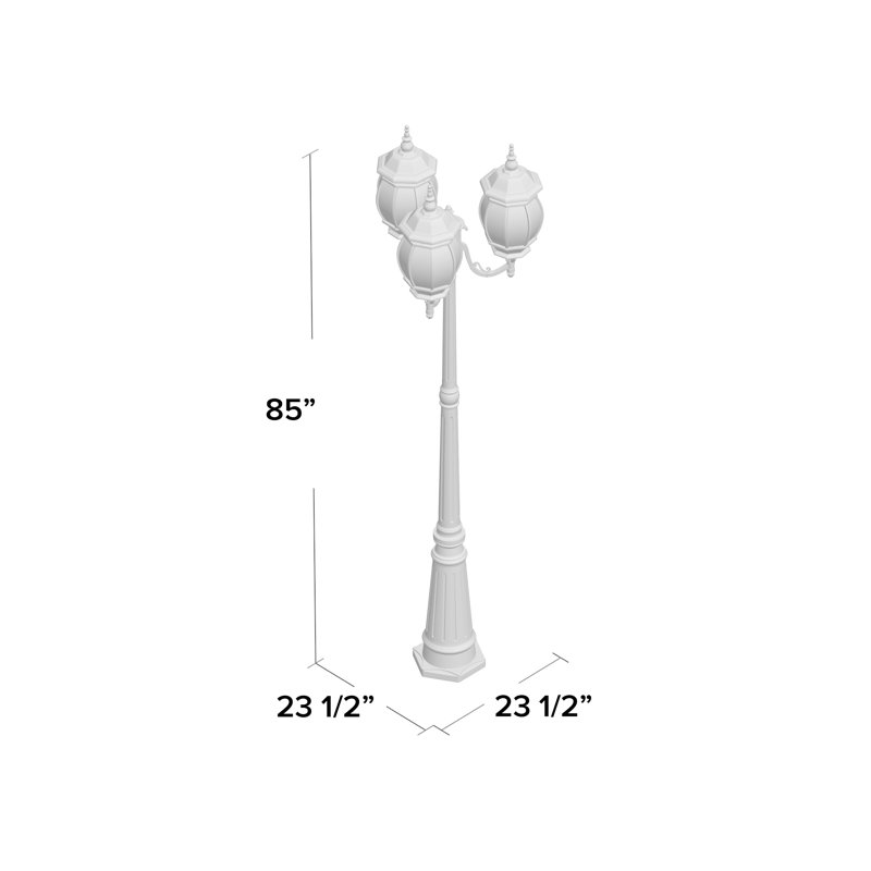 Lampadaire câblé à 3 lumières H 85 po Zuckerman (complet), Noir mat