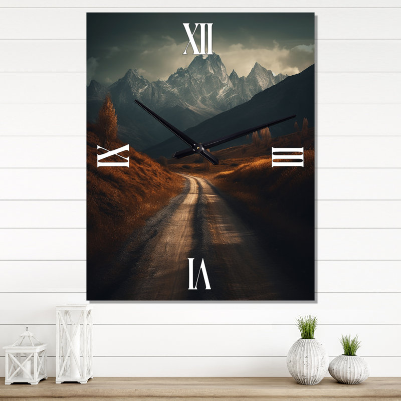 Mountain Solitude Empty Road To The Top - Meadow Wall Clock, Small