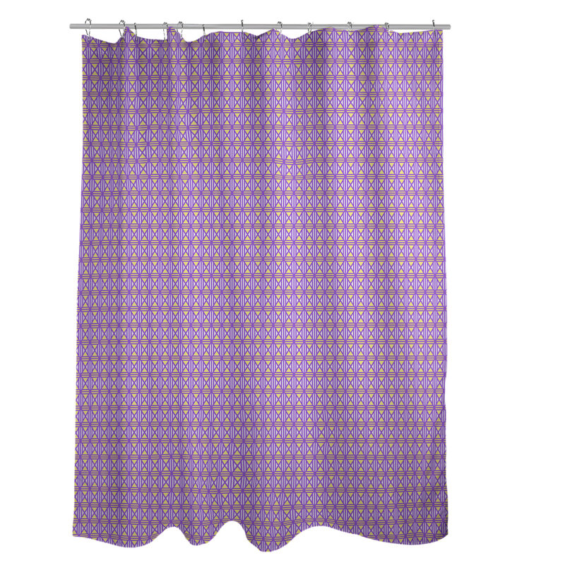Rideau de douche simple à motif de losanges doublé classique, Mauve / Jaune