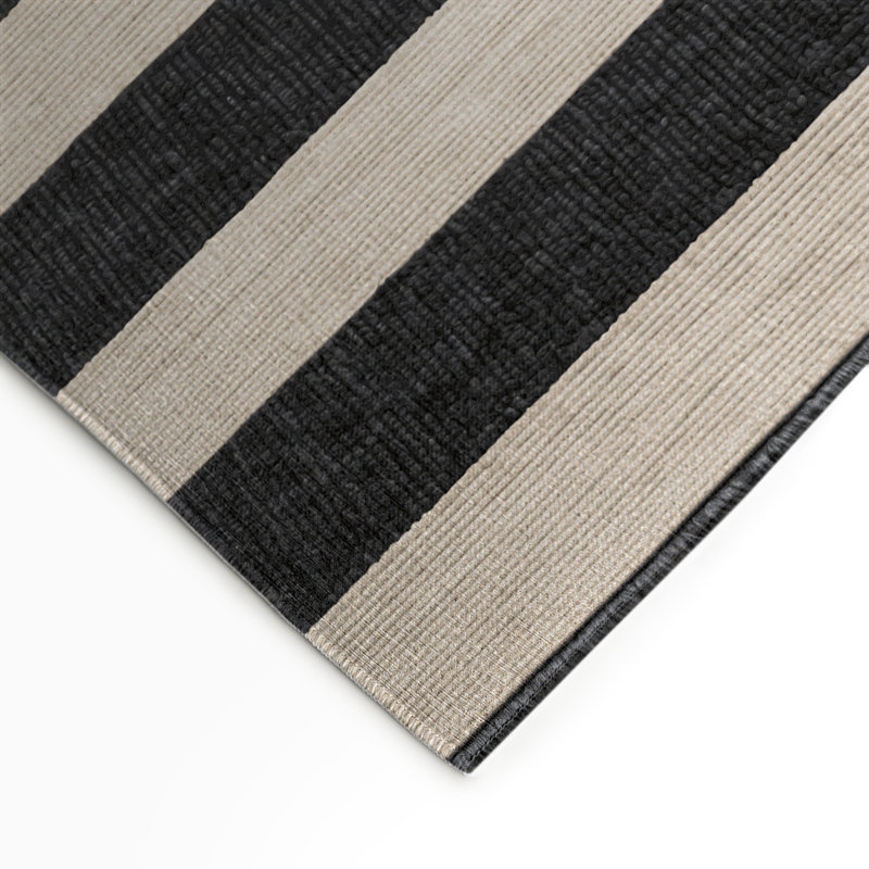 Tapis intérieur / extérieur beige HorizontalStripes, Rectangulaire 3 pi x 5 pi