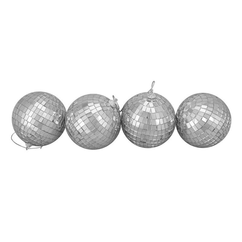 Ornements de Noël boule de disco en verre miroitant, Argent