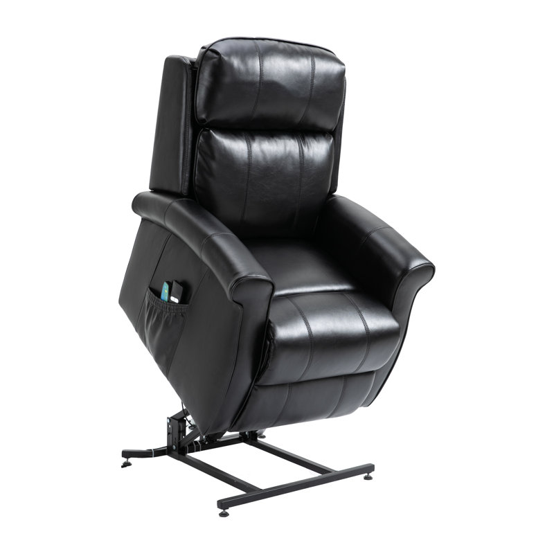 Fauteuil inclinable bleu en similicuir, Similicuir noir