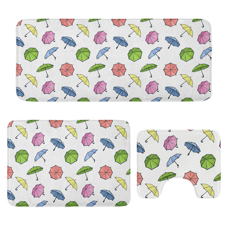  Multicolore ensemble de tapis de salle de bain Umbrella 3 pièces