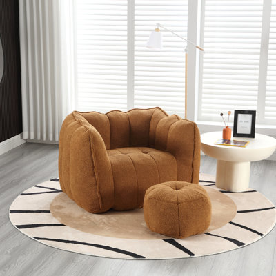 Fauteuil à billes souple avec mousse haute résilience (jetons) pour le salon et la chambre à coucher, canapé carré confortable avec repose-pieds, housse pour adultes pour jouer, lire et regarder la télévision