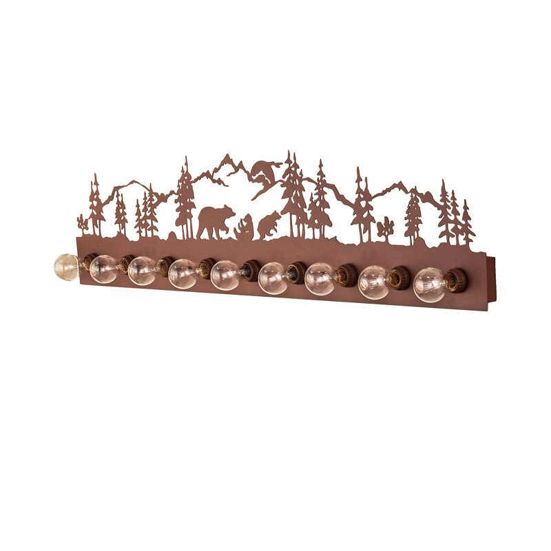 42" Wide Bear Family 8 Light Vanity Light, 11" H x 48" W x 2.25" D