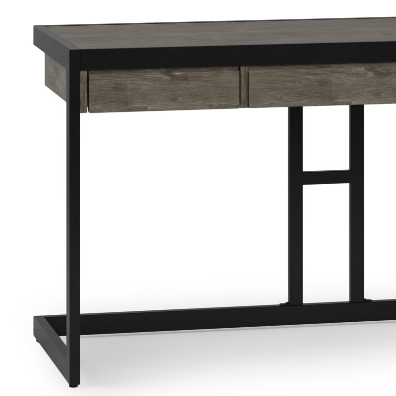 Erina Farmhouse Grey Solid Acacia Wood Desk with Keyboard Tray