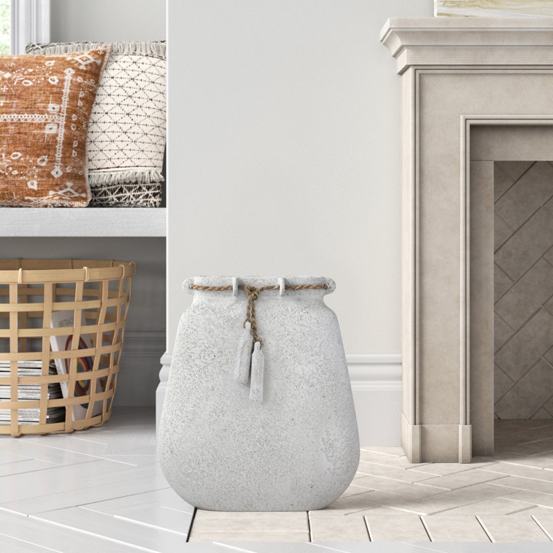 Vase with Pottery Woven Ecomix and Jute Construction - Handcrafted Modern Decorative Accent Piece with Natural Artisanal Style for Contemporary and Rustic Interiors.