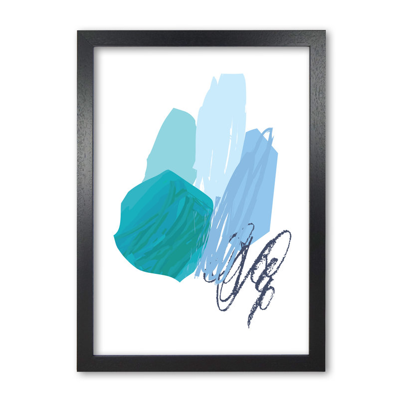 Blue Abstract Palette Drawings - Print, Black Grain Frame, 30 cm H x 21 cm W x 5 cm D
