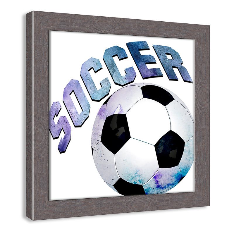 Fille de football 1, H 12 po x l 12 po x P 0,63 po, Encadrement fil du bois gris