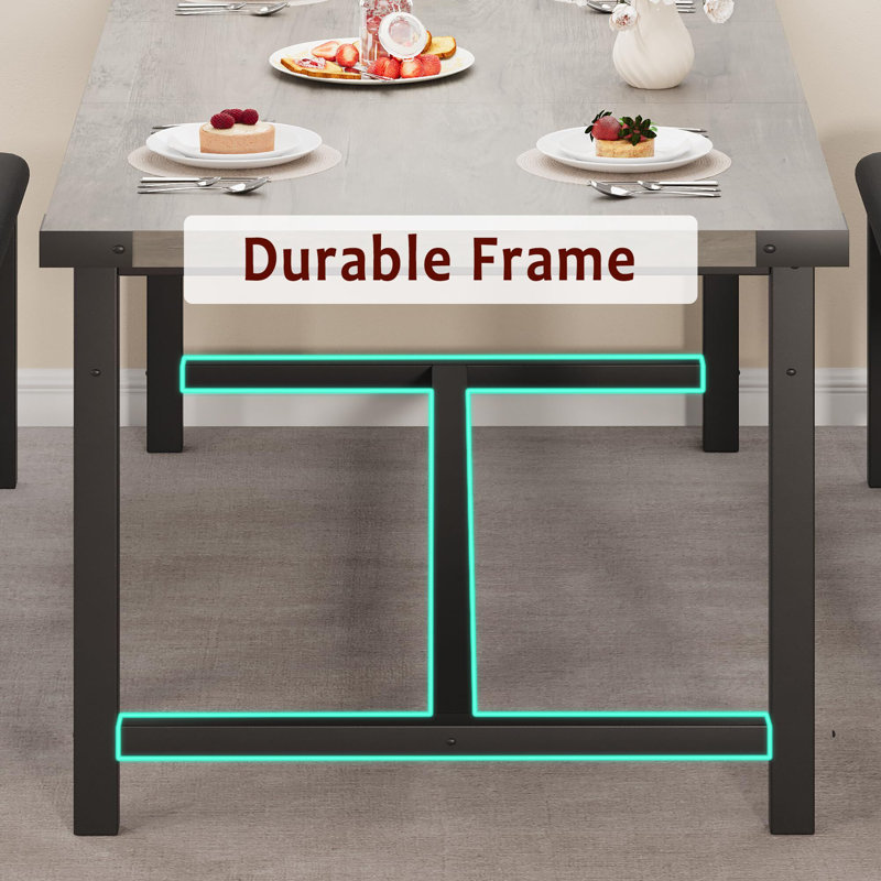 GAOMON Extendable Dining Table Set for 4, Dining Table Set with Two Upholstered Benches for 6, Large Expandable Kitchen Table Set for Apartment, Small Space Rustic Grey