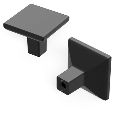 Skylight Collection Square Knob - 1-1/4" x 1-1/4 " Cabinet Knob Matte Black - Contemporary Hardware for Drawers & Cabinets (Set of 10)