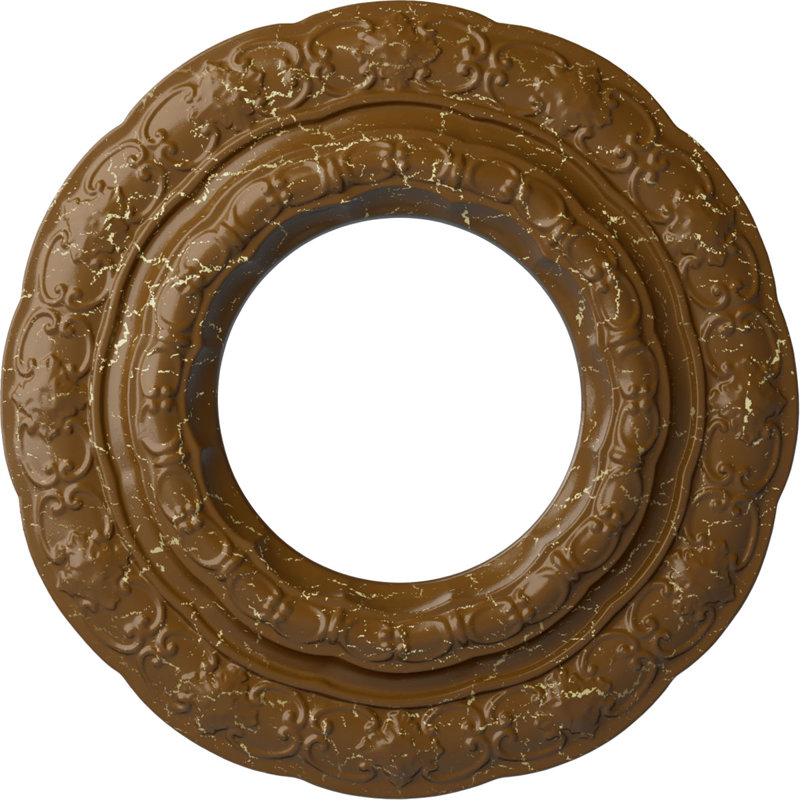 Endurathane Lisbon Ceiling Medallion, 15 3/8"OD x 7"ID x 1"P (Fits Canopies up to 7"), Hand-Painted Smokey Topaz Crackle Finish