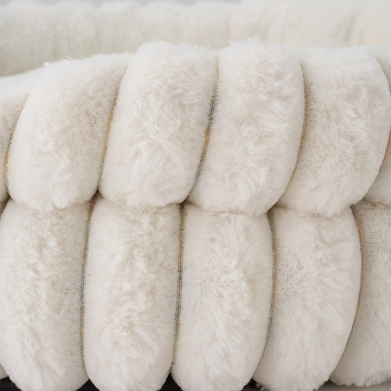 Faux Fur Pet Bed, Small (16cm H x 50cm W x 50cm D), White