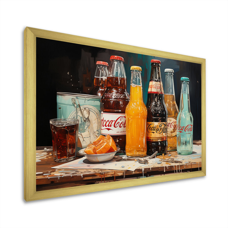 Vintage Soda Harmony II - Food & Beverage Canvas Art Print, H 12 po x l 20 po x P 1 po, Encadrement doré