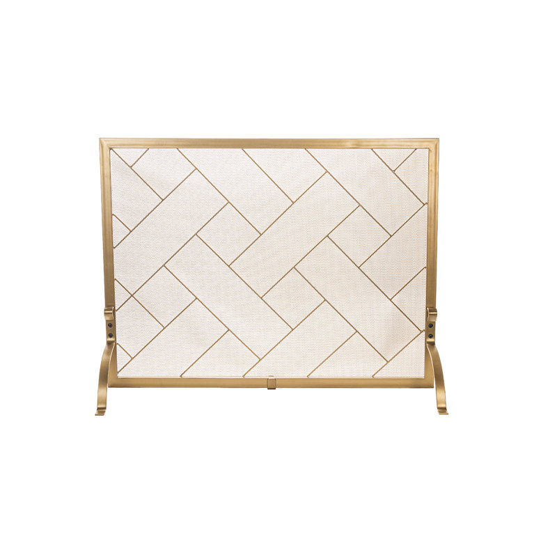 Paravent simple à panneau croisé, moyen, H 29 po x l 38 po x P 7 po, Doré