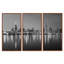 Chicago Skyline at Night, noir et blanc - 3 pièces, cadre photo flottant sur toile-760375437-798983229