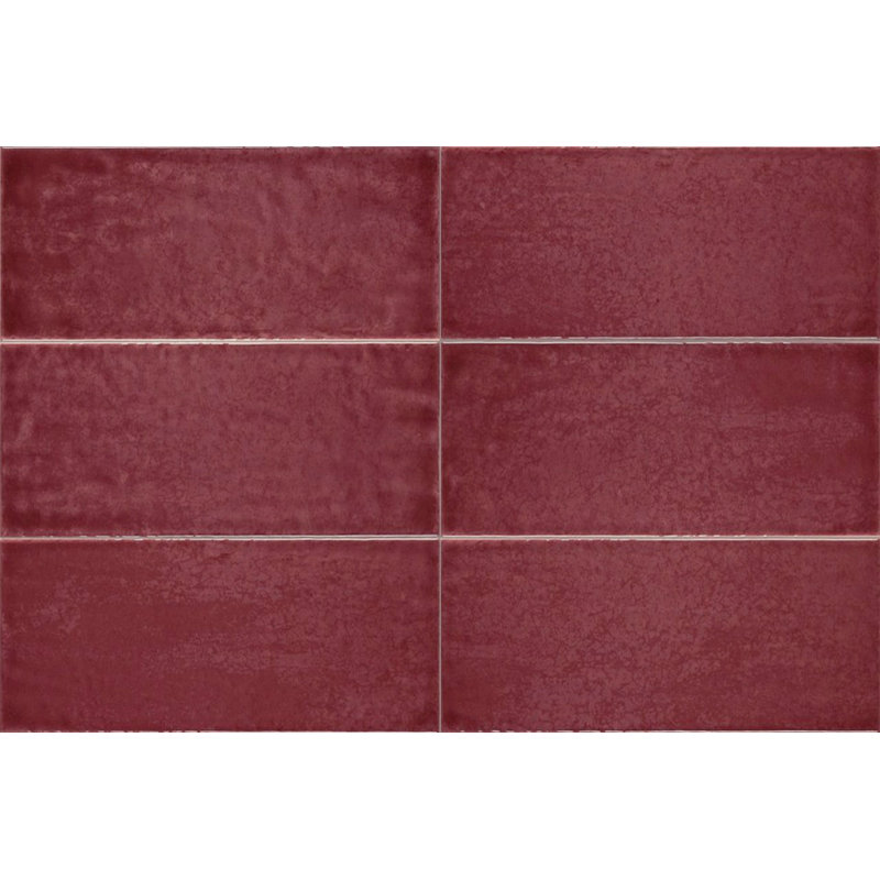 4" x 12" Ceramic Tile, Red Pink