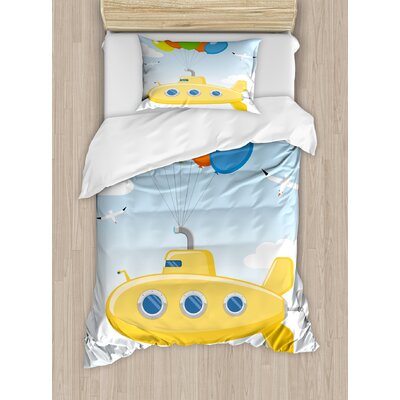 Submarine Sky with Colorful Balloons Duvet Cover Set -  Ambesonne, nev_22372_twin