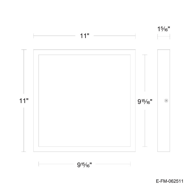 Plafonnier encastré carré de 11 po à DEL de 20 po Builder Essential avec 1 250 lumens et sélectionnable 5-CCT 2700-3000-3500-4000-5000K en nickel brossé
