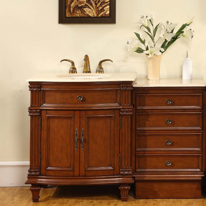Brennon 21 " W Freestanding Standard Free Standing Single Double Single Vanity Bathroom Vanity With Marble Top