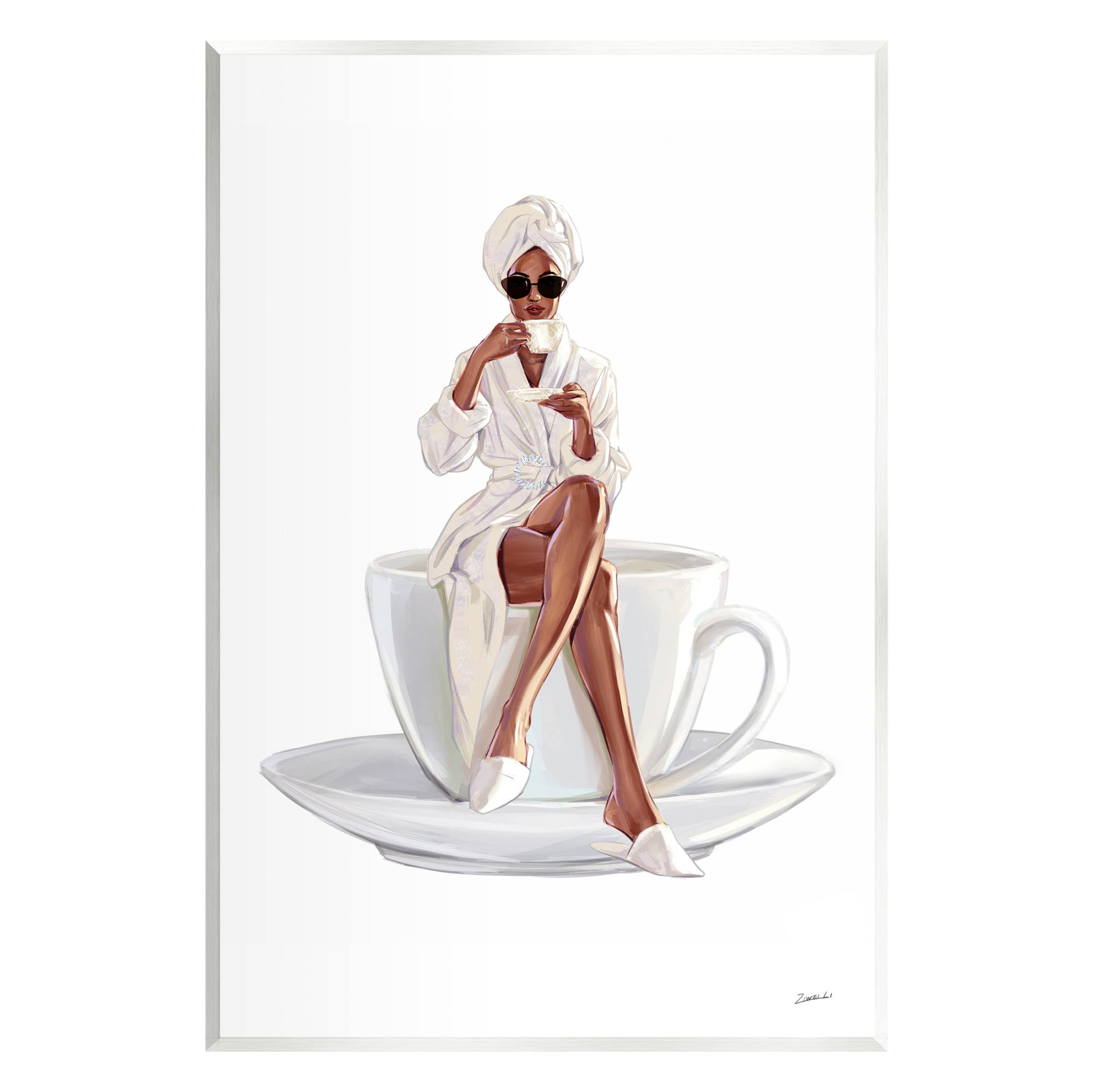 Fashion Female Pose Art Print - 16x20 Inch Framed Wall Art, Grey Wood Grain Frame - View #10