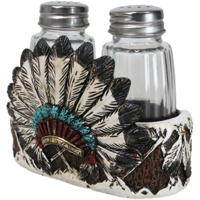 Ensemble tribal indien chef coiffe Bonnet Roach avec plumes poivrières sel