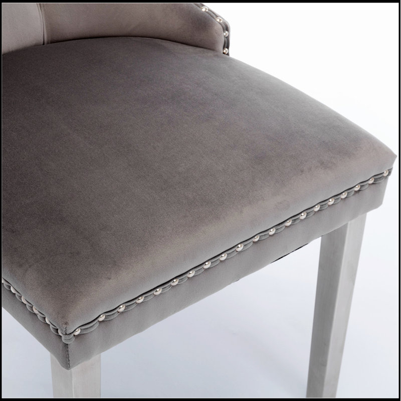Chaise de salle à manger rembourrée en velours de bois massif haut de gamme, alliant élégance et confort pour une salle à manger moderne