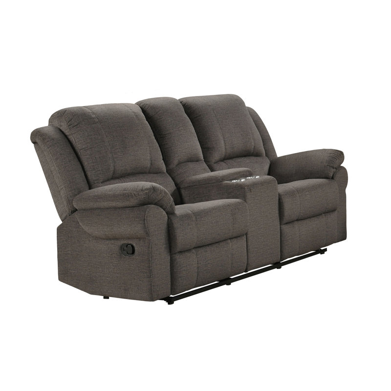 Causeuse inclinable avec console, chenille brune, Brown
