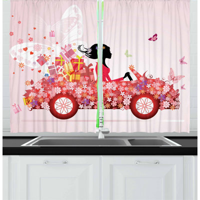 Cars 2 Piece Kitchen Curtain