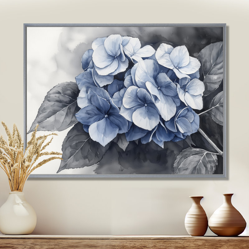 Henry - Floral Wall Art, Impression sur cadre flottant, Argent argent, H 30 po x l 40 po