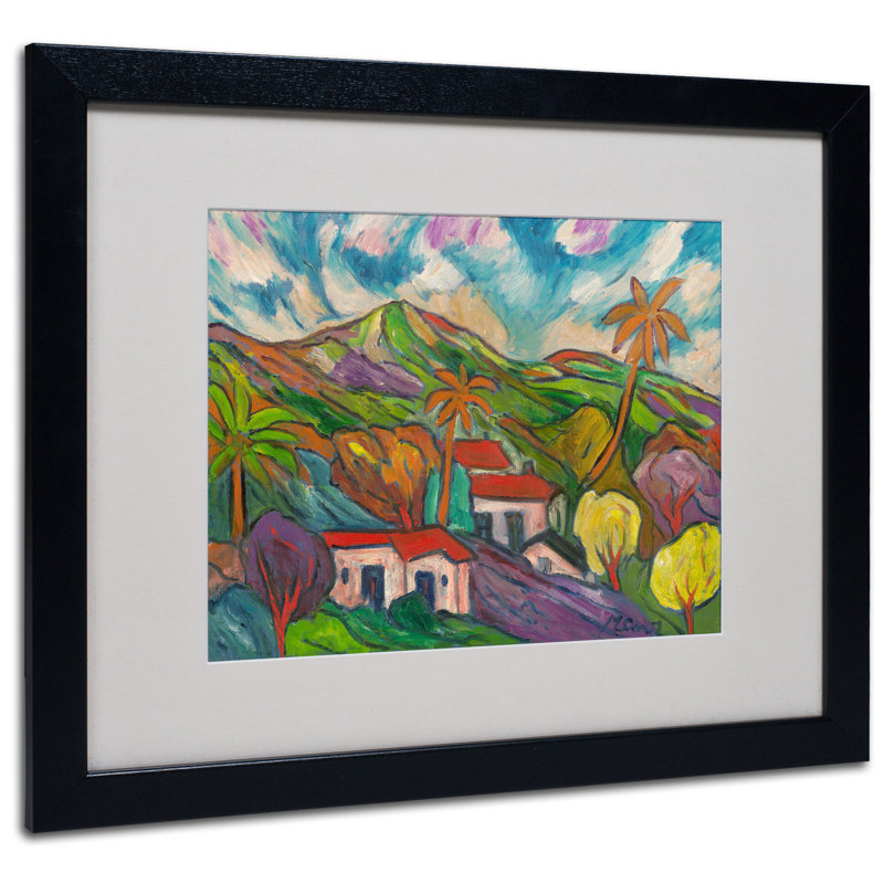« tropical valley with palms », reproduction d’art sur toile encadrée, H 11 po x l 14 po x P 0,5 po, Noir