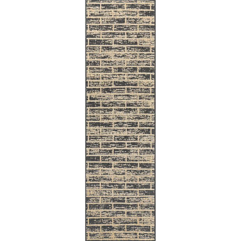 Tapis intérieur / extérieur gris anthracite / beige Calyb, Tapis de couloir 2 pi x 8 pi