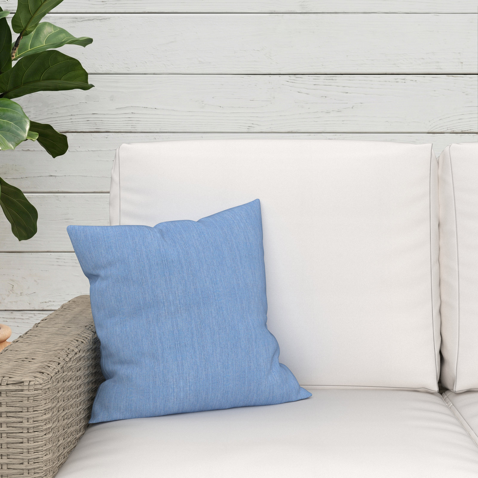 Indoor/Outdoor Throw Pillow, Square 16", Cast Ocean Sunbrella® Plainweave