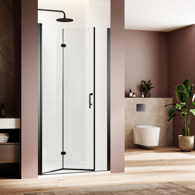 Bifold Swing Double Glass Panel Shower Door 30 In.W X 72 In.H
