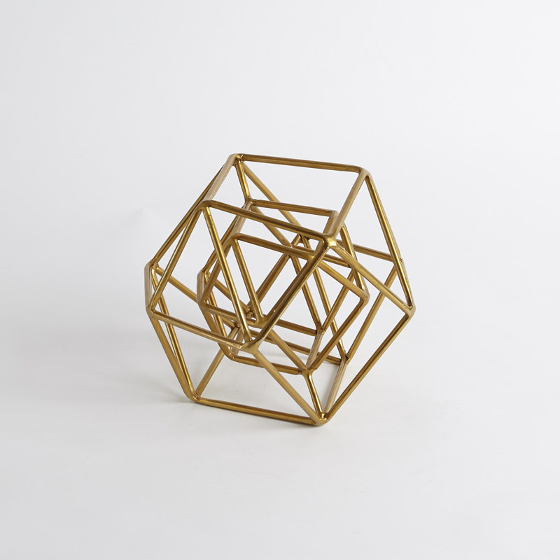 Geo Sculpture, 8" H x 10" W x 10" D, Gold