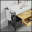 Meuble-lavabo modulaire de 36 po de style industriel avec structure en métal et lavabo en pierre artificielle facile à nettoyer, sans drainage ni robinet, KD