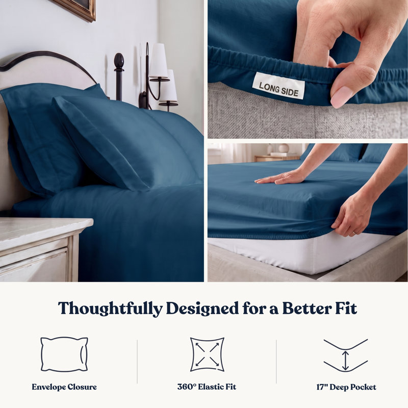 Perecale Bedding 100% Organic Cotton Percale Fitted Sheet, 400 Thread Count GOTS Certified, Smooth & Moisture-Wicking