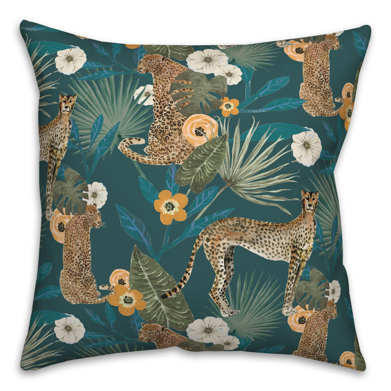  Coussin Floral, Bleu sarcelle