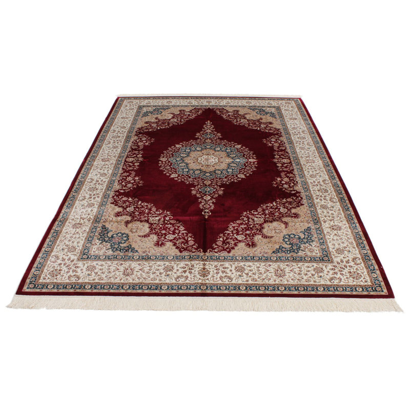 Tapis turc 7 x 7 po rouge et ivoire Antep