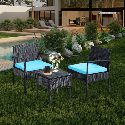Ivancea Square 2 - Person 15.75'' L Outdoor Restaurant Bistro Set with Cushions