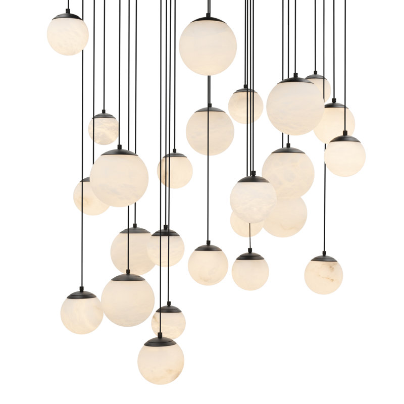 Pisces - Light LED Cluster Pendant, Black, 25, 5.38" H x 28" W x 28" D