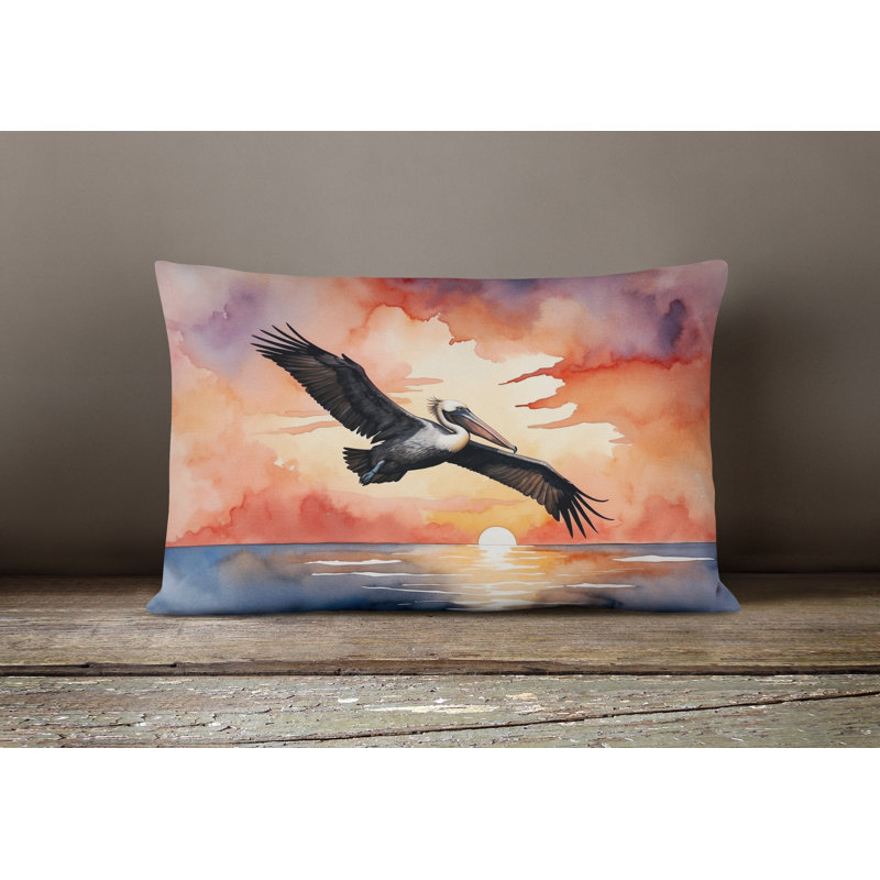 Coussin Pelican Fiery Sunset, Rectangle H 12 po x l 16 po
