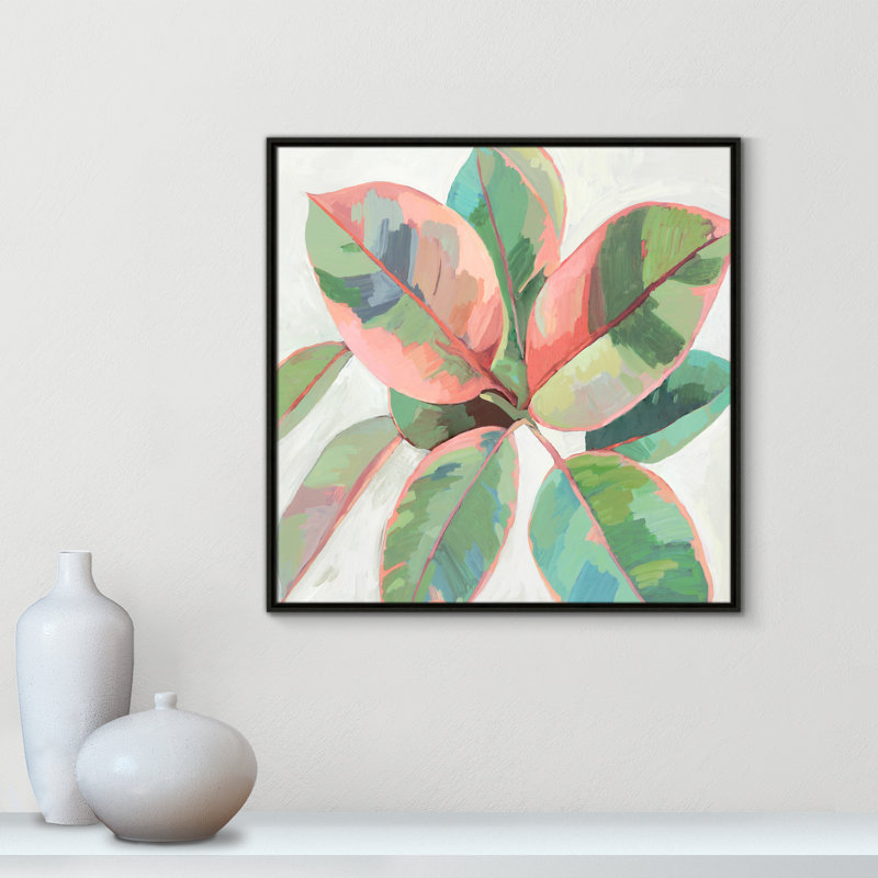 «Pink Ficus II», reproduction d'art, Toile avec cadre espresso, H 31,5 po x l 31,5 po x P 2 po