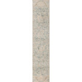 Hand Knotted Wool Area Rug in Turquoise And Beige